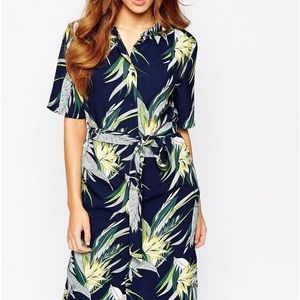 Warehouse Tropical print shirt dress